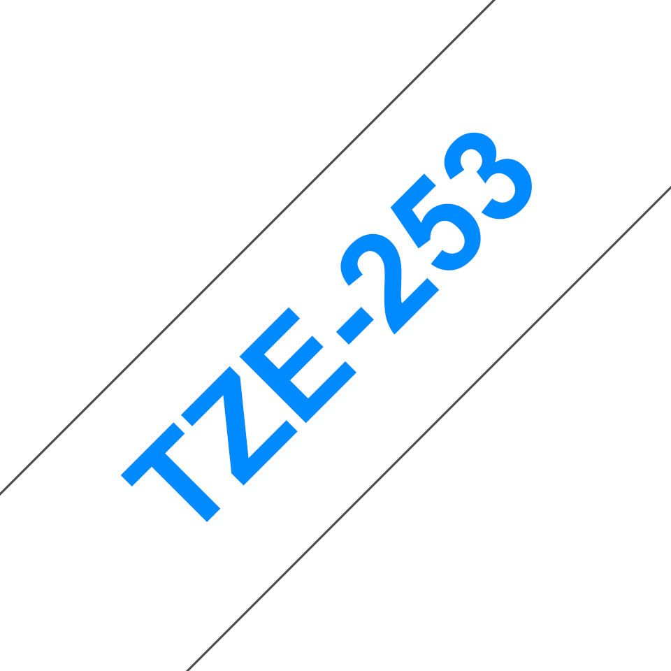 Cassette à ruban pour étiqueteuse TZe-253 Brother originale – Bleu sur blanc, 24 mm de large